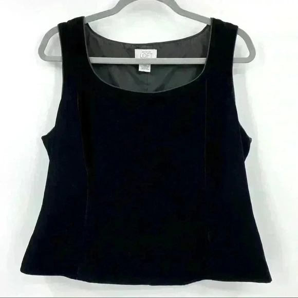 LOFT Black Velvet Sleeveless Top W/Side Zipper - Picture 1 of 10